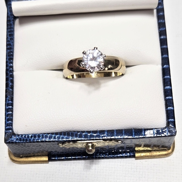 VTG SOLITAIRE 14K GE. ESPO CUBIC ZIRCONIA RING - Picture 1 of 4